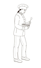 Restaurant staff smiling female African American character. Сook, chef