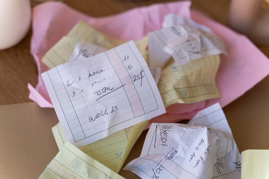 Business receipts at office