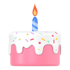 Cake png sticker, 3d birthday graphic on transparent background
