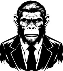 Fototapeta na wymiar Executive Elegance Suited Chimpanzee Icon Emblem Chic Chimp Charm Stylish Chimpanzee in Business Suit Logo