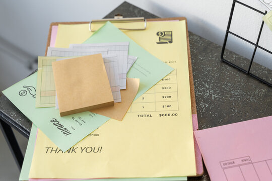 Business receipts at office