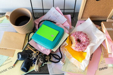 Business receipts credit card at office