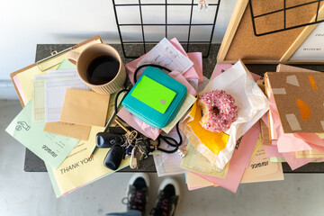 Business receipts credit card at office