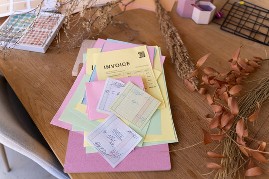 Business receipts at office