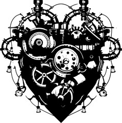 Industrial Intimacy Steampunk Human Heart Logo Icon Brass Beats Machanical Steampunk Heart Emblem Design