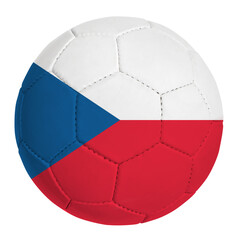 Soccer ball with Czechia team flag isolated on white