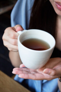 Warm cup in a Japanese coffee shop 