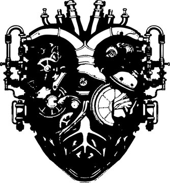 Metallic Melody Machanical Heart Emblem Industrial Affection Gear Heart Design