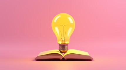 An open book with a light bulb on top