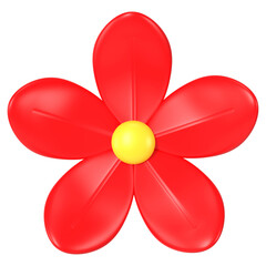 Red flower png sticker, cute 3D botanical illustration on transparent background