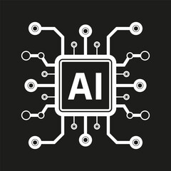Artificial intelligence vector icon on a black background. AI sign.