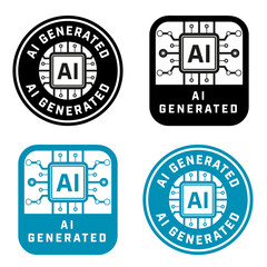 AI generated - vector signs. Labels for content created with artificial intelligence.