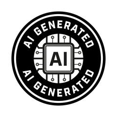 AI generated vector round label. Sign for content generated with AI.