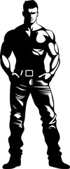 Muscle Mode Muscled Man Icon Design FlexFit Iconic Muscle Emblem Icon
