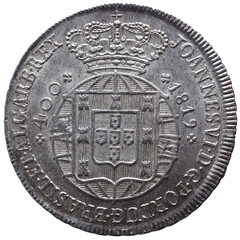 Old Portuguese coin in Silver from the reign of João VI king of Portugal in the 19th century
