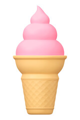 Ice cream png sticker, strawberry dessert 3D cartoon transparent background