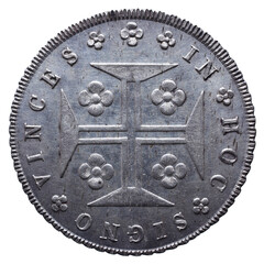 Old Portuguese Silver coin from the reign of Miguel I king of Portugal in the 19th century