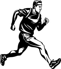 Naklejka premium Speed Streak Runner Logo Vector Endurance Edge Marathon Runner Icon Emblem