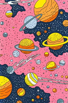 Colorful Space and Planets Illustration