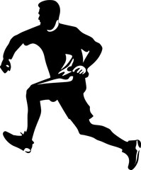 Sprinter Surge Marathon Runner Symbol Vector Speedy Stride Running Iconic Design