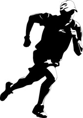 Marathon Mastery Runner Side View Emblem Rapid Pace Athlete Vector Icon