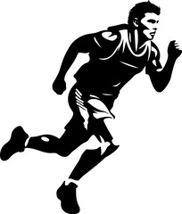 Fototapeta na wymiar Run Rhythm Runner Side View Iconic Emblem Swift Strider Athlete Vector Symbol