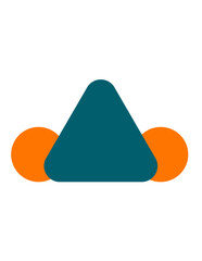 A series of blue and orange triangles with circles in the middle