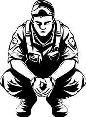 Brave Salute Kneeling Warrior Icon Valor Tribute Military Salute Logo