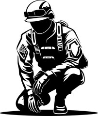 Valor Guard Kneeling Soldier Logo Honor Tribute Military Salute Emblem