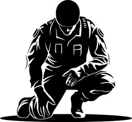 Valor Guard Soldier Respect Logo Honor Tribute Kneeling Warrior Icon
