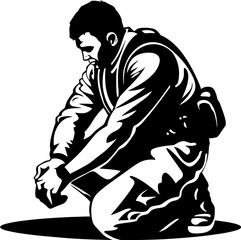 Patriot Tribute Soldier Respect Emblem Duty Salute Kneeling Soldier Icon