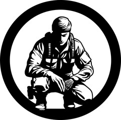 Sentinel Kneel Soldier Respect Emblem Courageous Guard Kneeling Soldier Logo