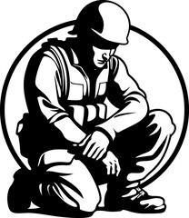 Brave Tribute Military Salute Symbol Valor Vow Kneeling Soldier Logo
