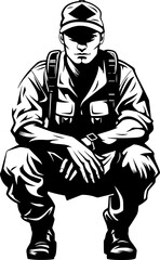 Duty Duty Soldier Kneel Icon Brave Valor Military Honor Emblem