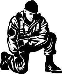 Patriot Pledge Military Salute Emblem Duty Duty Soldier Kneel Icon