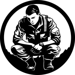 Sentinel Strength Military Emblem Icon Patriot Pride Soldier Symbol Design