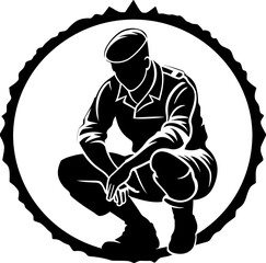 Honorbound Honor Kneeling Soldier Icon Design Guardian Glory Military Emblem Vector