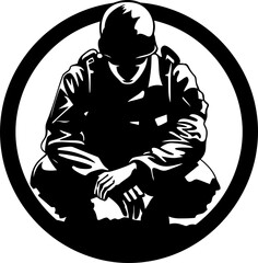 Courageous Conviction Soldier Logo Icon Sentinel Salute Kneeling Soldier Vector Emblem