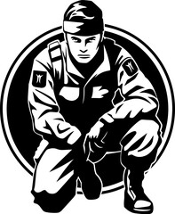 Honor Hero Military Vector Icon Guardian Grateful Soldier Emblem Design