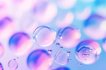 background of liquid bubbles in blue purple and pink tones