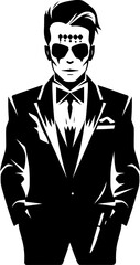 Twisted Terror Psycho Killer Emblem Design Sinister Shadow Murderer Iconic Logo