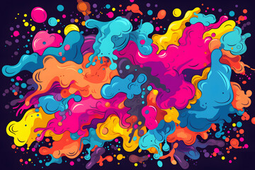illustration of colorful paint stain on black background