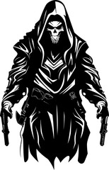 Wraith Warrior Combat Reaper Icon Vector Death Dealer Reaper Weapon Logo Design