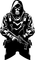 Shadows Soul Slayer Combat Reaper Vector Logo Grim Reapers Ghostly Arsenal Weapon Symbol Design