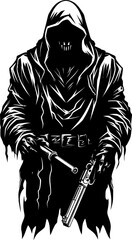 Deaths Dreadful Defender Combat Reaper Icon Souls Scythe Strike Reaper with Weapons Emblem