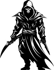 Ghostly Guardian Combat Reaper with Weapons Emblem Reapers Arsenal Weapons Vector Logo