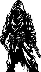 Soul Slayer Combat Weapons Icon Design Scythe Sentinel Reaper Emblem with Weapons