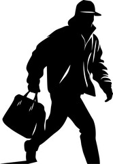 Shadowy Spoils Robber with Stolen Goods Vector Logo Thiefs Trove Stolen Bag Icon Vector