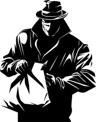 Shadowy Swag Stolen Bag Icon Symbol Bandits Bounty Robber Emblem Vector
