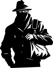 Bandits Bounty Robber Emblem Vector Sneaky Sack Stolen Bag Vector Emblem